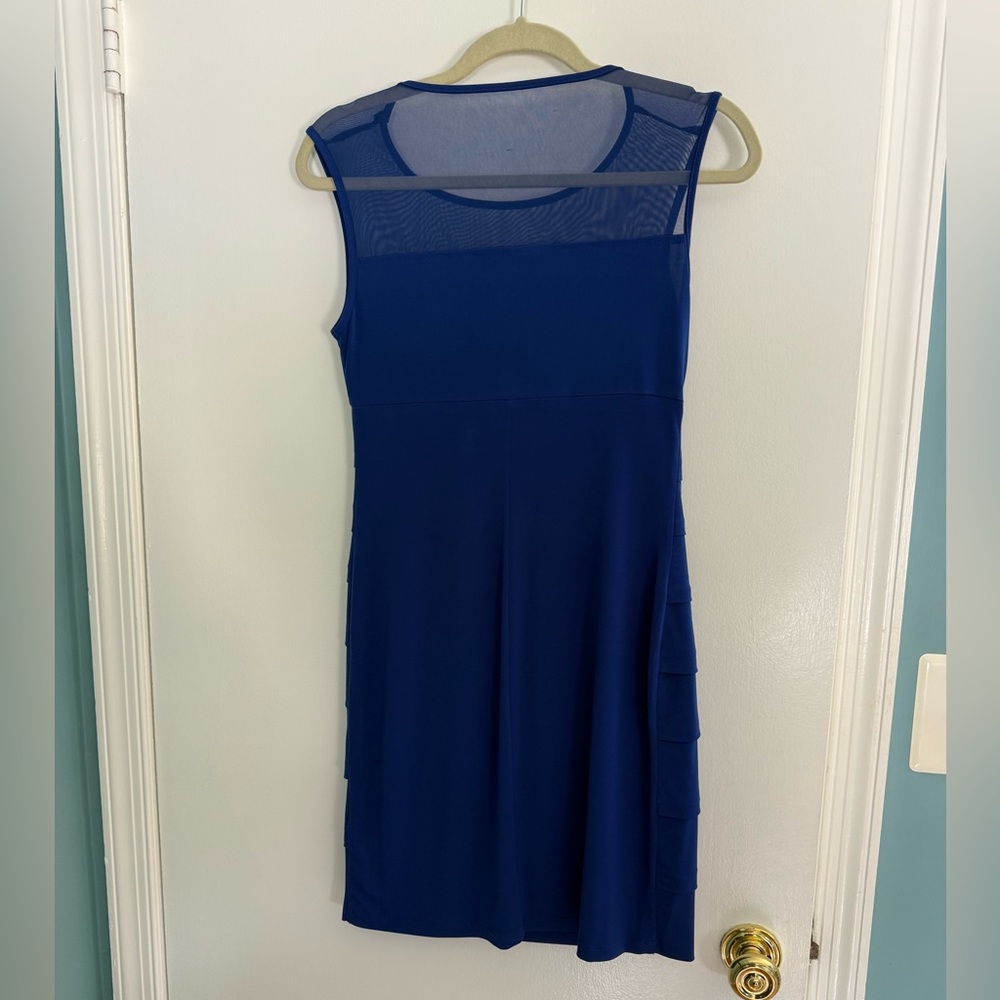Valerie Bertinelli Blue Sheath Midi Dress Cocktail